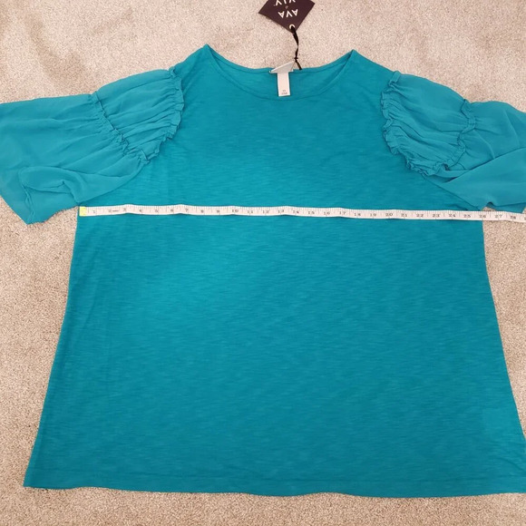 Cute Bell Sleeved Tee Women's Plus 2X 20W 22 peacock blue green teal whimsical - Picture 5 of 10